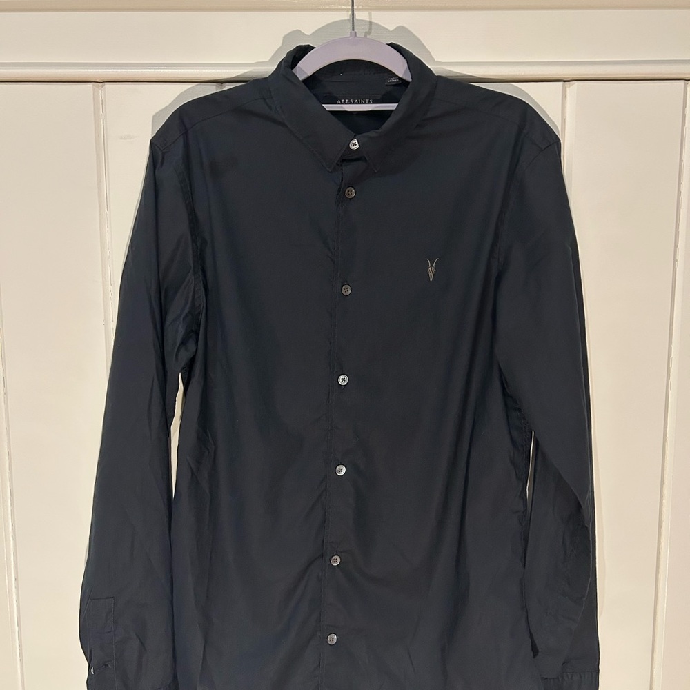 All Saints Charcoal Button-Up Shirt